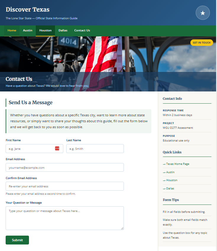 Discover Texas — Contact